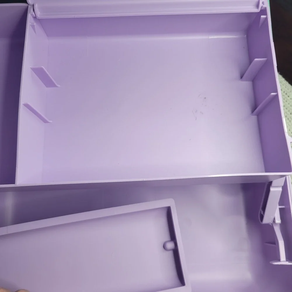 Vintage Caboodles Makeup Case Organizer Teal Lavender Pastel Mirror Storage Box
